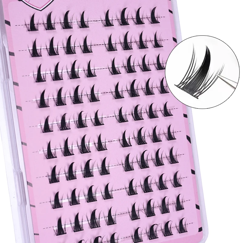 Pestañas autoadhesivas DIY, sin necesidad de pegamento, pestañas reutilizables 5D, pestañas esponjosas en racimo, extensión de pestañas de Manga coreana DIY en casa