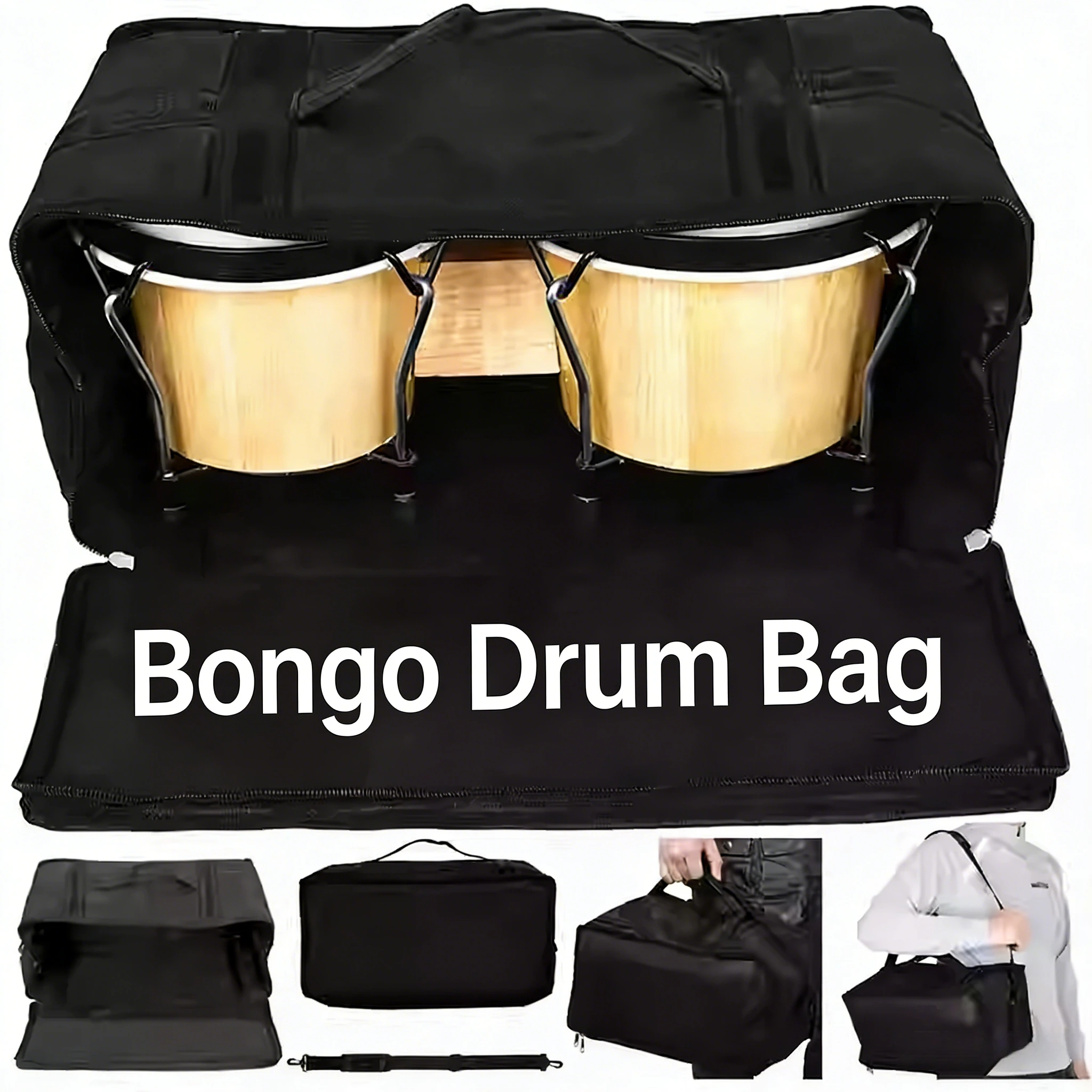 Waterproof Bongo Drum Bag Handheld Crossbody Oxford Cloth Storage Box Cotton Thickening Total Protection Drum Bag