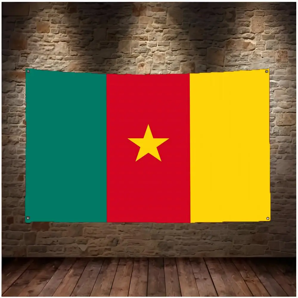 Cameroon Indomitable Lions Flags Daily four ring borderless design indoor outdoor decor easy hang install