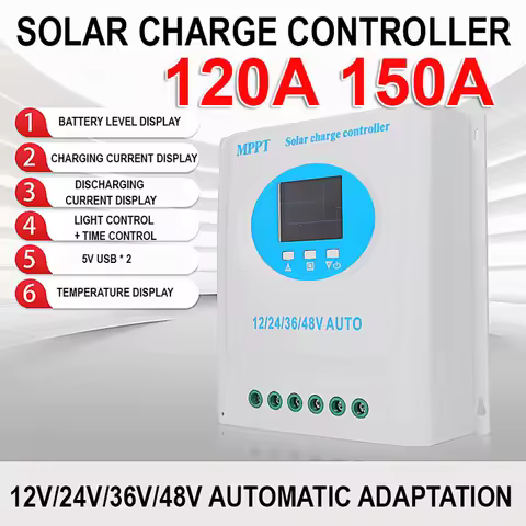 120A 150A MPPT Solar Controller 12V/24V/36V/48V Battery Charging Off-Grid Automatic Identification Controller Regulator