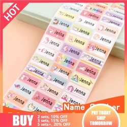 Unicorn Name Sticker Custom Personalized Tag 3size Cartoon Waterproof Decal Label For Children School Office Stationery Stickers