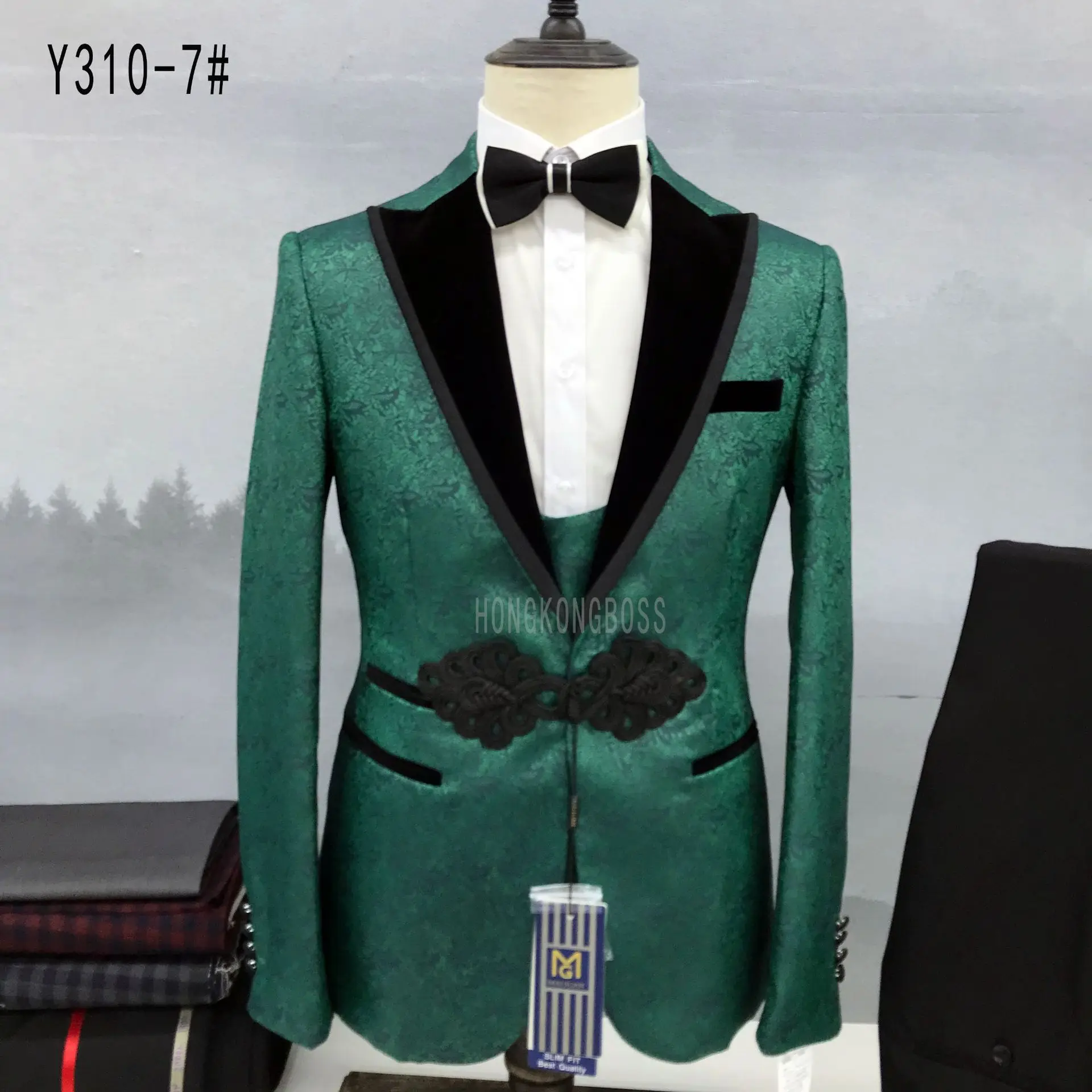 B201suit set, men's slim fit, Korean version, wedding dress, business casual formal attire, British style, Chinese knot suit