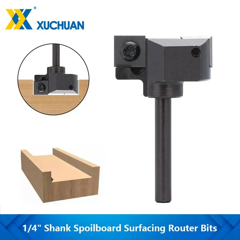 Spoilboard Surfacing Router Bits 1/4”Shank Slab Flattening Router Bit Wood Planing Bit Replacable Blade Endmill for Woodworking