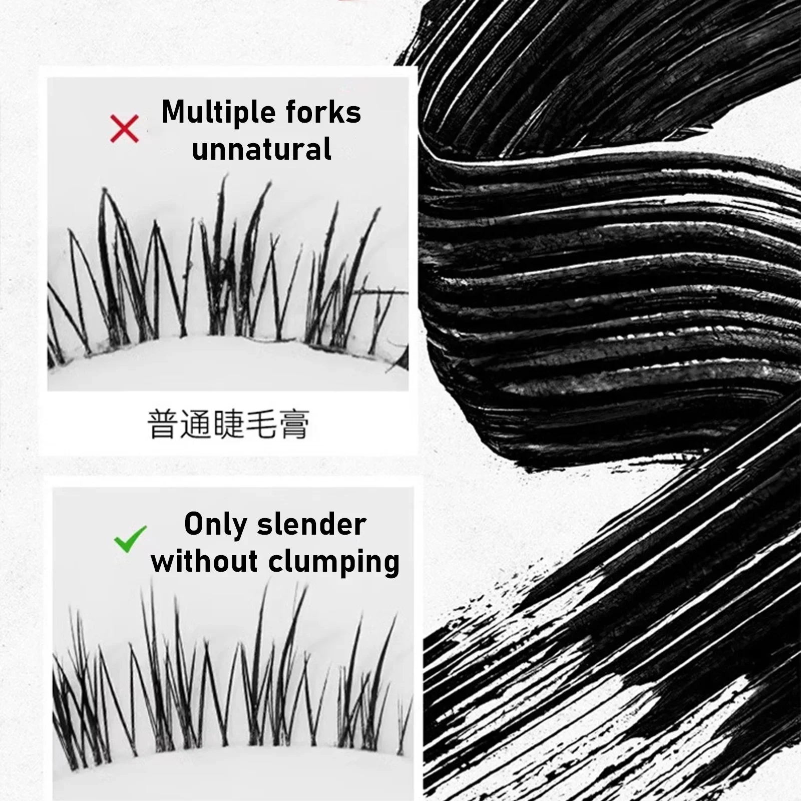 Waterdichte metalen buismascara Zwarte zijdevezel Lang krullend Niet-klontende wimperextensions Spiraalmake-up voor ogen