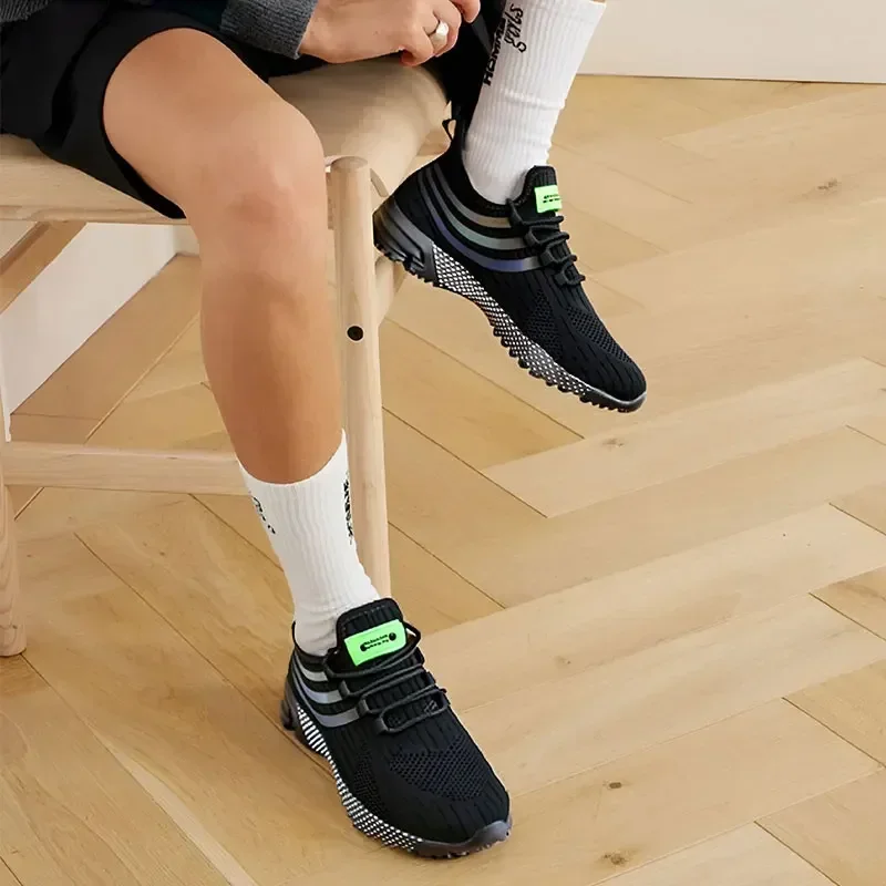 

Summer Men's Shoes Knitted Mesh Breathable Non Stuffy Feet Comfortable Non Slip Sole Outdoor Jogging Walking Tennis Trend Shoes