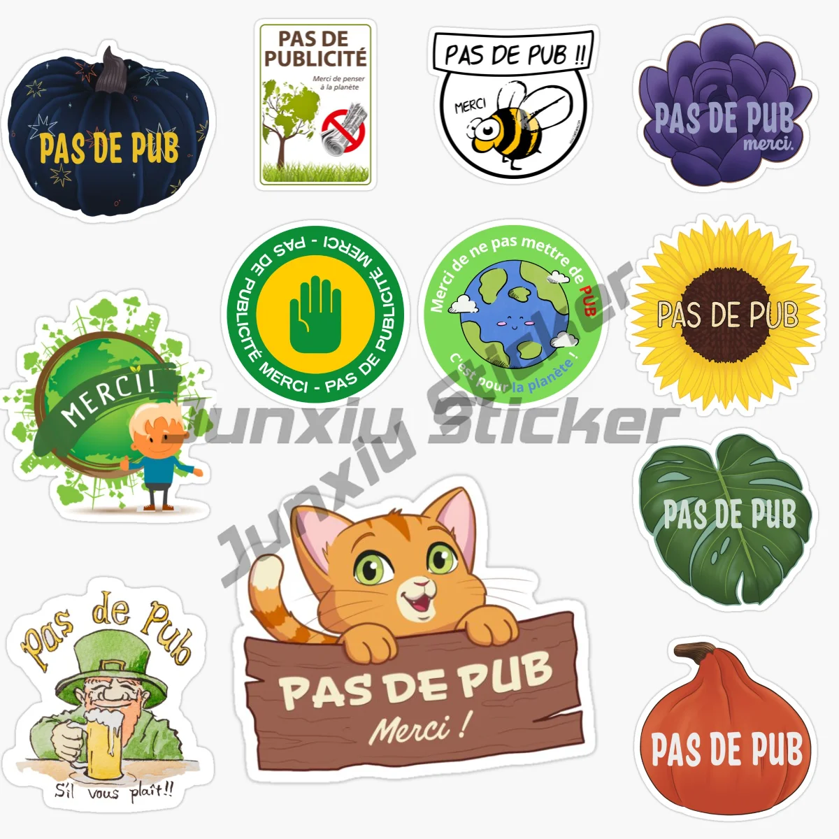 

PAS DE PUB Car Sticker Mailbox Emailbox Truck SUV Window Wall Cup Laptop Vehicles Bumper Self-adhesive Decor