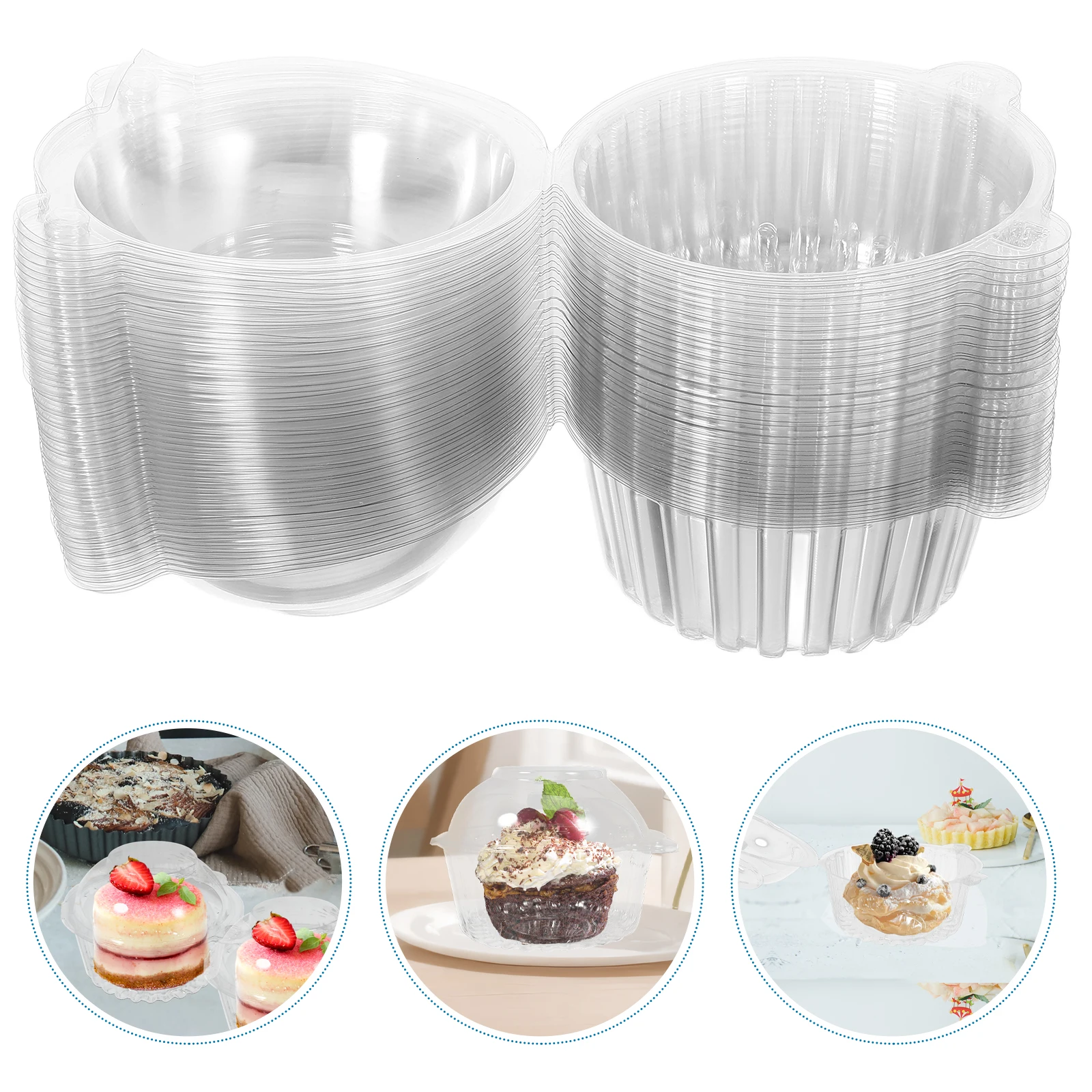 

50pcs Clear Cupcake Boxes Hamburger Box Cupcake Containers Small Cupcake Boxes Food Storage Muffin Boxes Baking Packaging Box