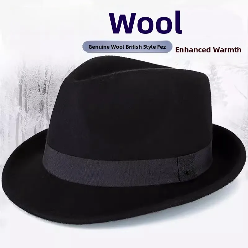 ハイエンドメンズファッショナブルな暖かいウール帽子フルウールフェルトジャズスレブリティレトロキャップ春シーズン新着