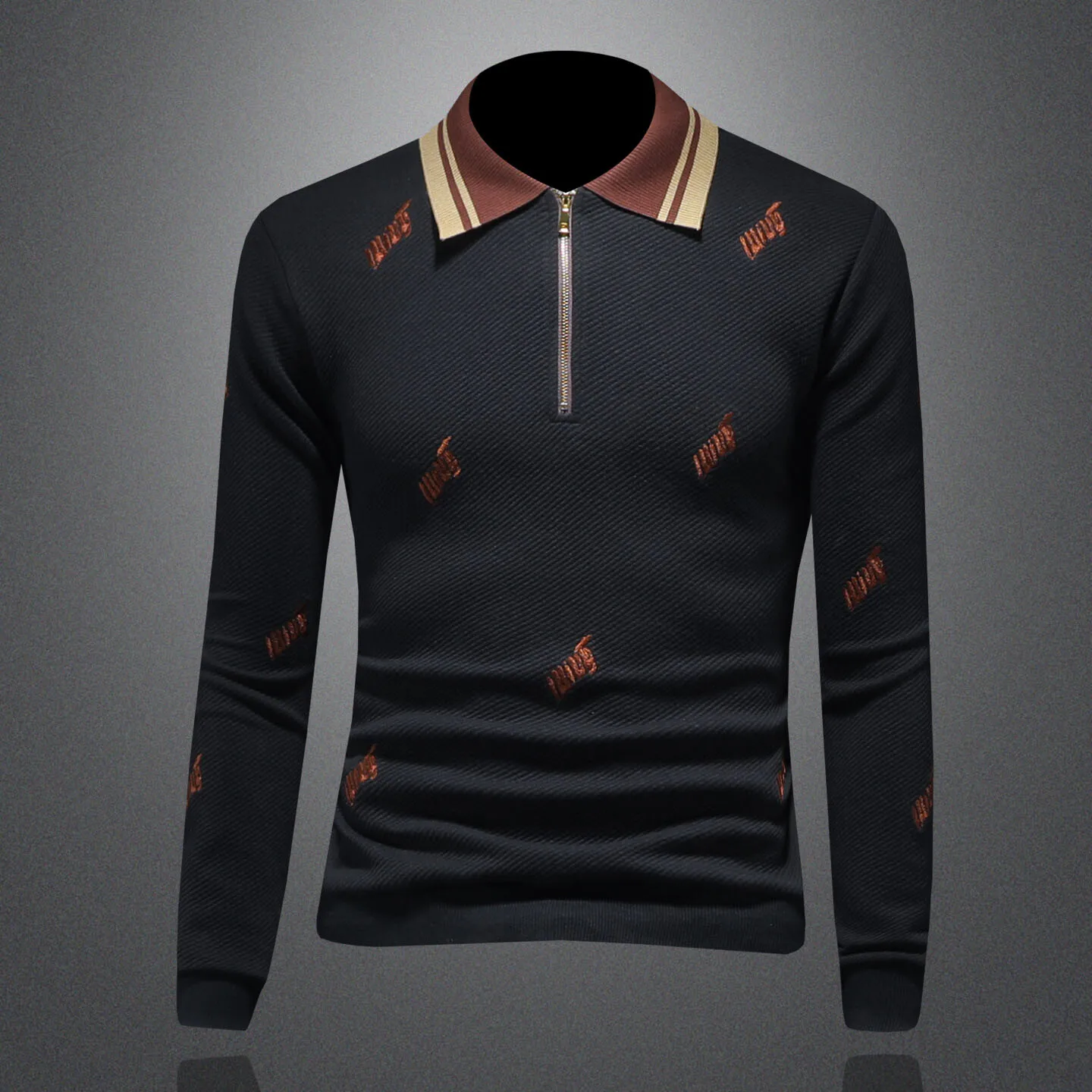 

Embroidered Zipper Long Sve Hoodie Men's Slim Fit Faion Brand Autumn Winter Base irt Stand Collar Street Sle T-irt