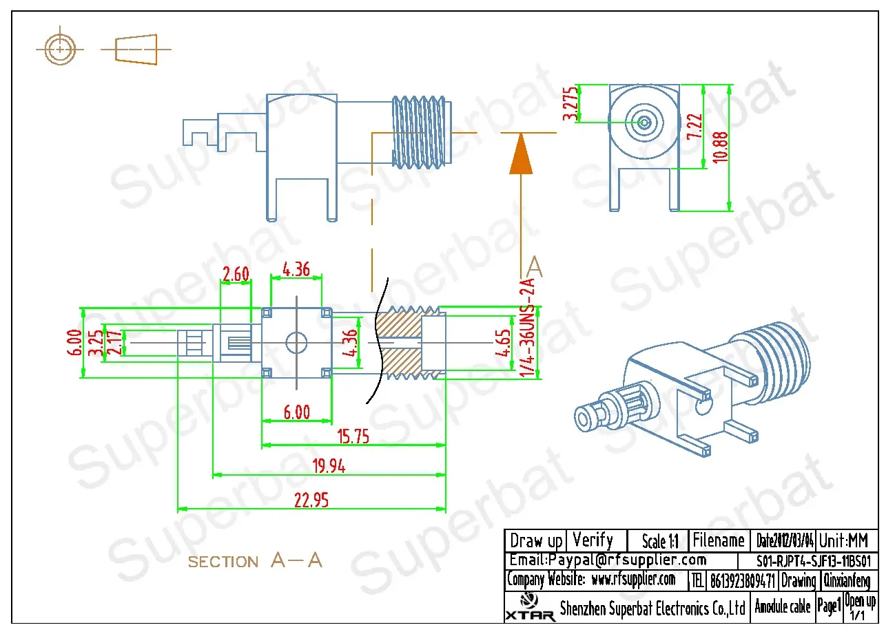 Superbat Sma Thru Hole Vrouwelijke Haakse Pcb Mount & Strainght Rf Coaxiale Connector Voor Kabel 1.13Mm