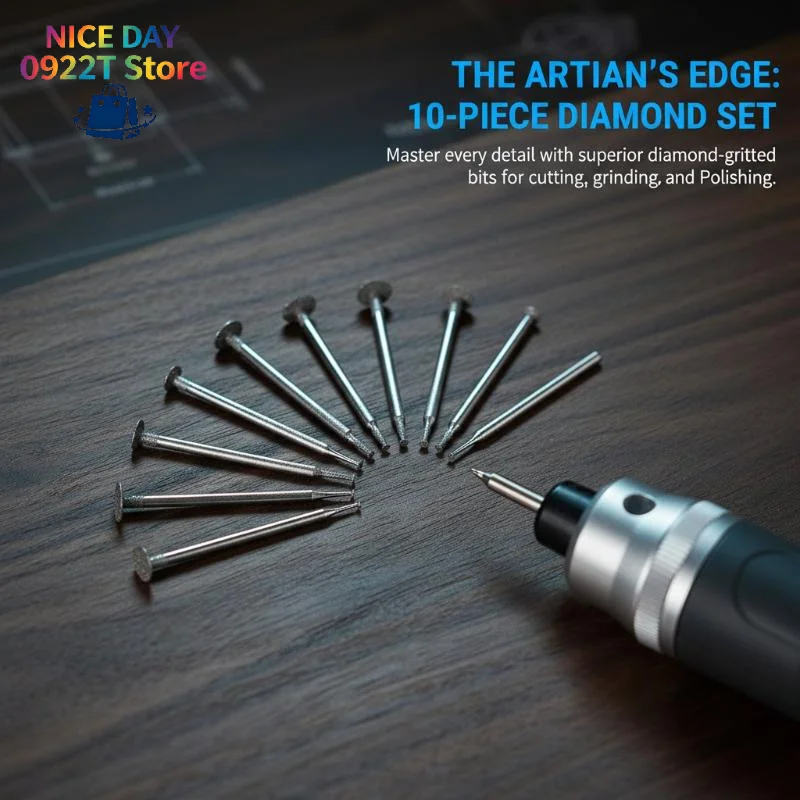 10PCS Shank Diameter:2.35mm Grinding Bit Accessory Ultra-Thin T Head Shank Diamond Mounted Point Stone Jade Carve Polish Tool@#X