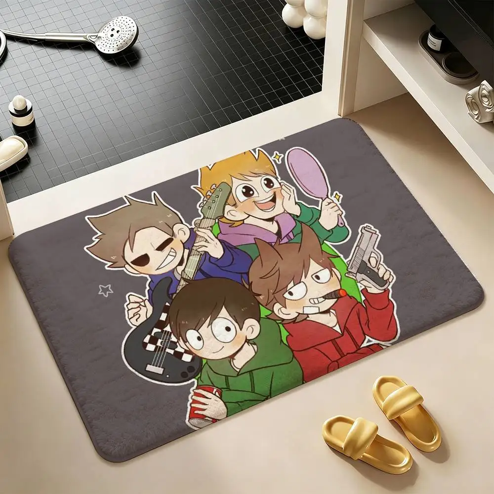 E-Eddsworld Edd Tom Matt Tord Round Shower Room Absorbent Small Floor Mat Soft Comfortable Decorative Foot Mat