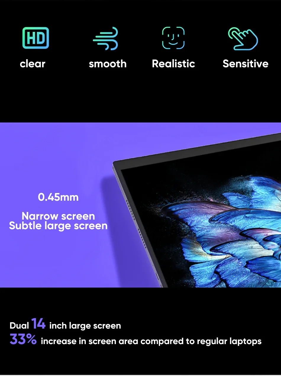 2025 Desenho Laptops Tela Dupla 360 °   Laptop YOGA Intel N95 de 12a geração 2 * 14 polegadas 2,5K Touch IPS Windows Tablet PC 2 em 1 Notebook