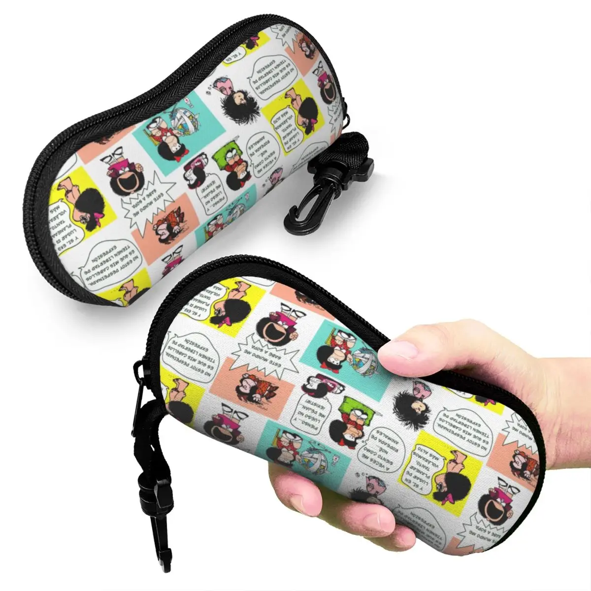 Macio Kawaii Cartoon Óculos De Sol Caixa Protetora para Homens e Mulheres, Manga Quino Mafalda Eyeglass Case