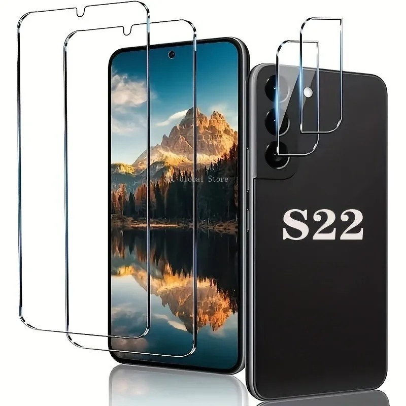 2+2 Pack Screen Camera Protector 9H Tempered Glass For Samsung Galaxy S22 S23 Ultra S21 Plus S20 Plus Glass Film