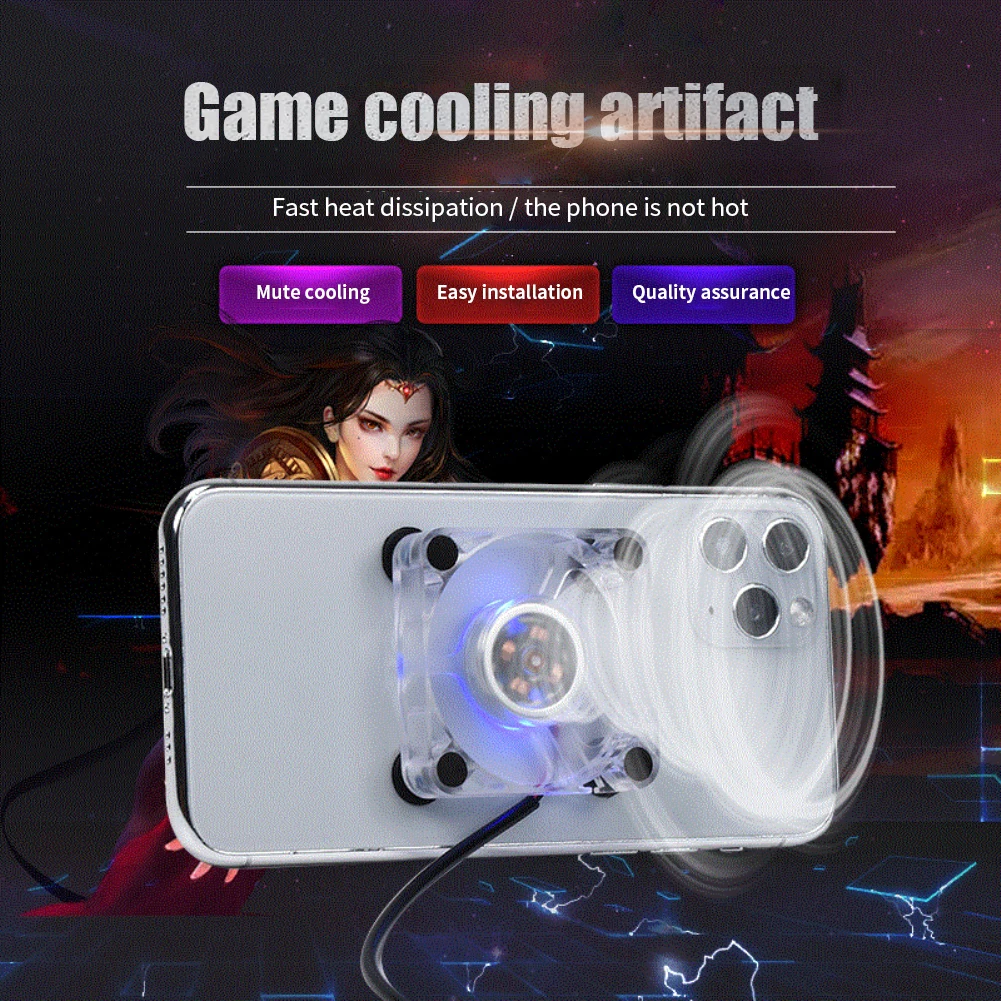 2023 New Mini Mobile Phone Cooling Fan Radiator Portable USB Charging Game Video Cooler Cell Phone Cool Heat Sink With Sucker