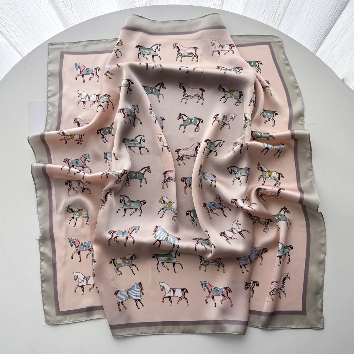 Summer Women Scarf  Silk Imitation Satin Square Luxury Print Hairbands Foulard Bandana Decoration Neck Kerchief Headbands