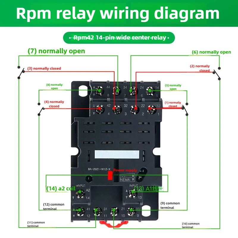 Schneider Electric Wide Foot Relay RPM42BD 14Pin 15A High Current Intermediate Electromagnetic Relay DC24V 220V