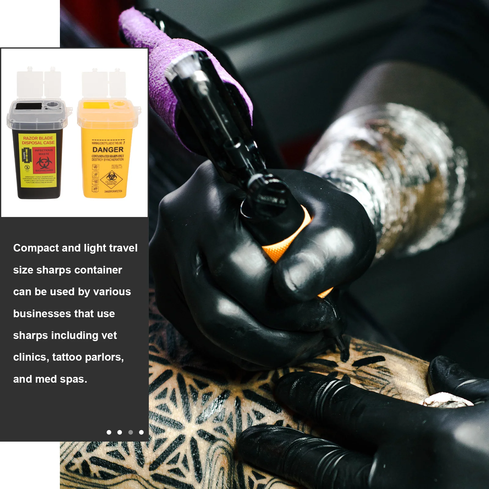 

2 шт. мини-контейнер, пластиковое игольчатое ведро для утилизации татуировок, маленькая корзина для острых отходов, легкая защитная крышка, дизайн острых отходов