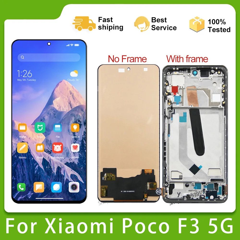 

Super Amoled Poco F3 Screen Replacement for Xiaomi Poco F3 M2012K11AG Lcd Display Digital Touch Screen Assembly for Poco F3 Pro