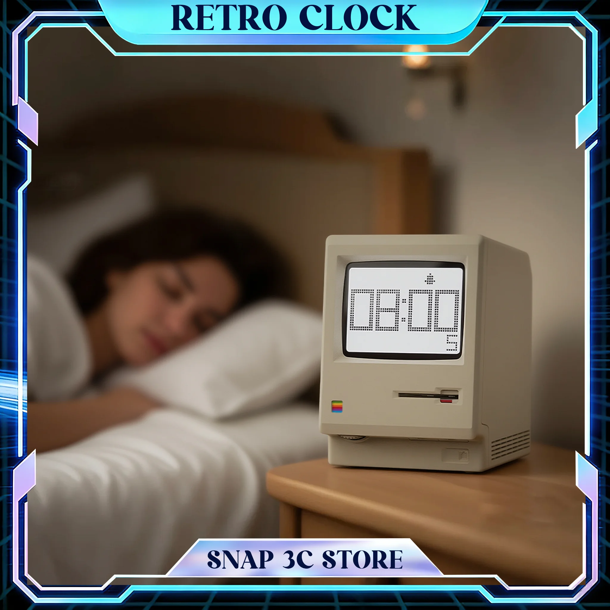 Maclock Retro Clock Creativity Alarm Clock Student Specific Wake Up Artifact Desktop Decor Computer Keyboard Accessories Gift