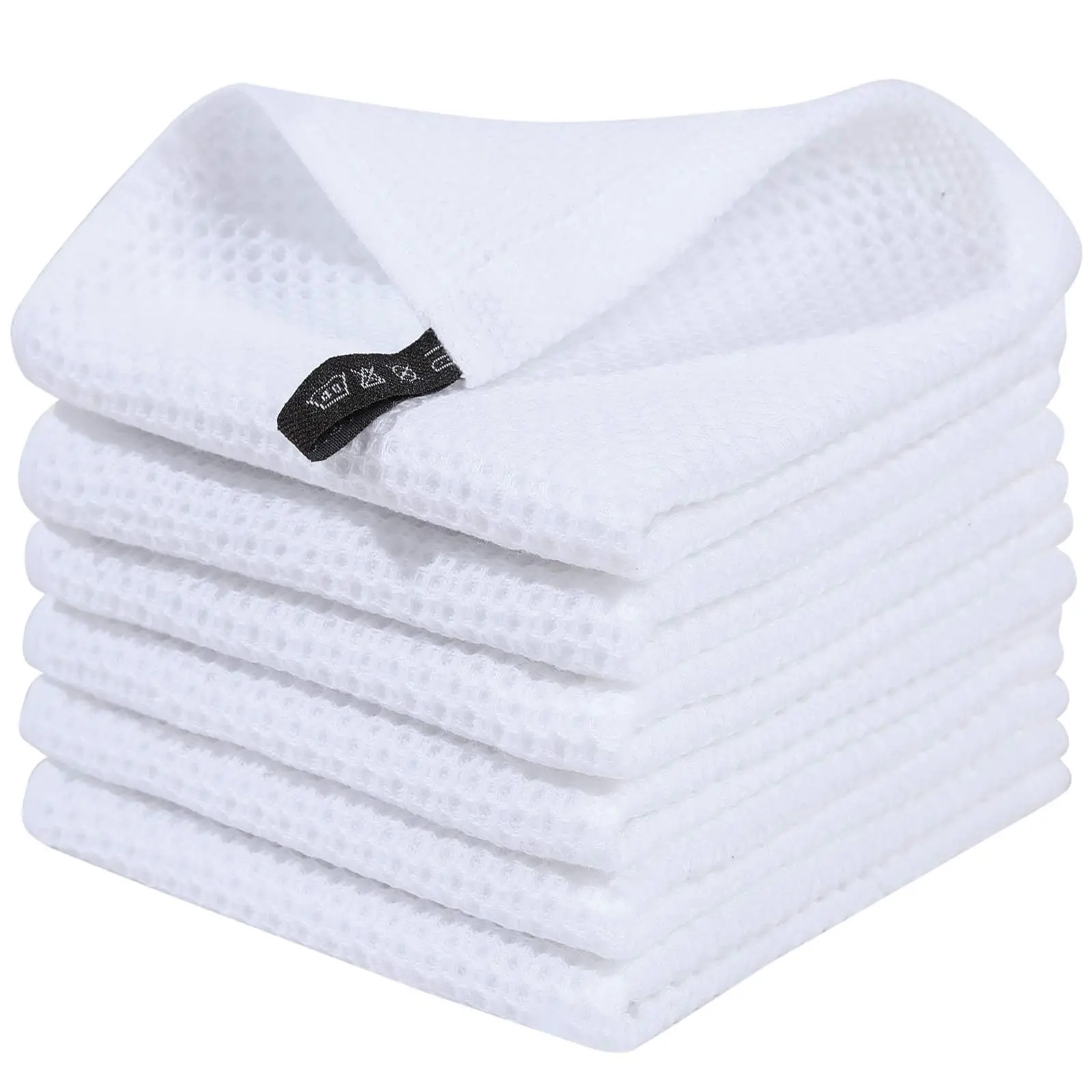 100% katoenen wafelgeweven keukenvaatdoeken, ultrazachte absorberende sneldrogende vaatdoeken, 12x12 inch, 6-pack