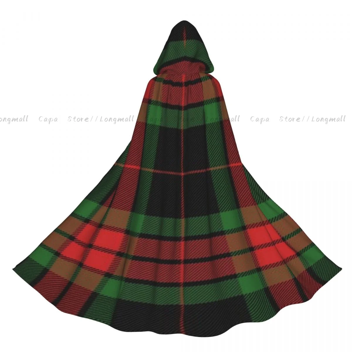 

Christmas Plaid Scottish Pattern Hooded Cloak Coat Halloween Cosplay Costume Vampire Devil Wizard Cape Gown Party