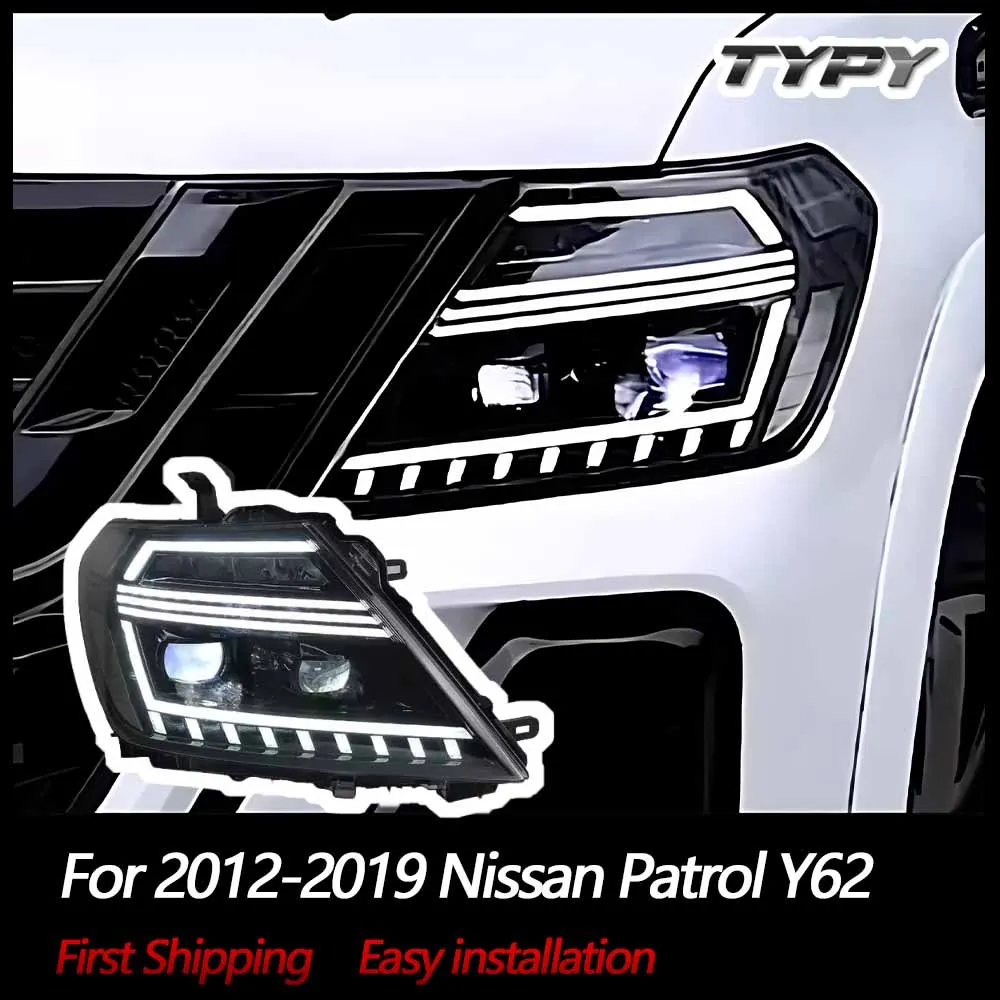 

Автомобильные фары TYPY для Nissan Patrol Y62, фары 2012-2019, светодиодные фары для проектора, дневные ходовые огни, автомобильные аксессуары