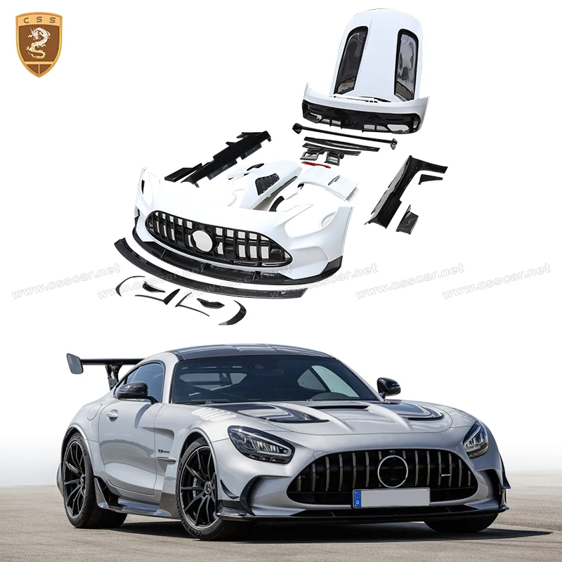 Für Benz GT AMG Schwarz Serie Bodykits Carbon Fiber Feste Fiberglas Auto Vorne Hinten Stoßstange Kotflügel Spoiler Motor Motorhaube Zubehör