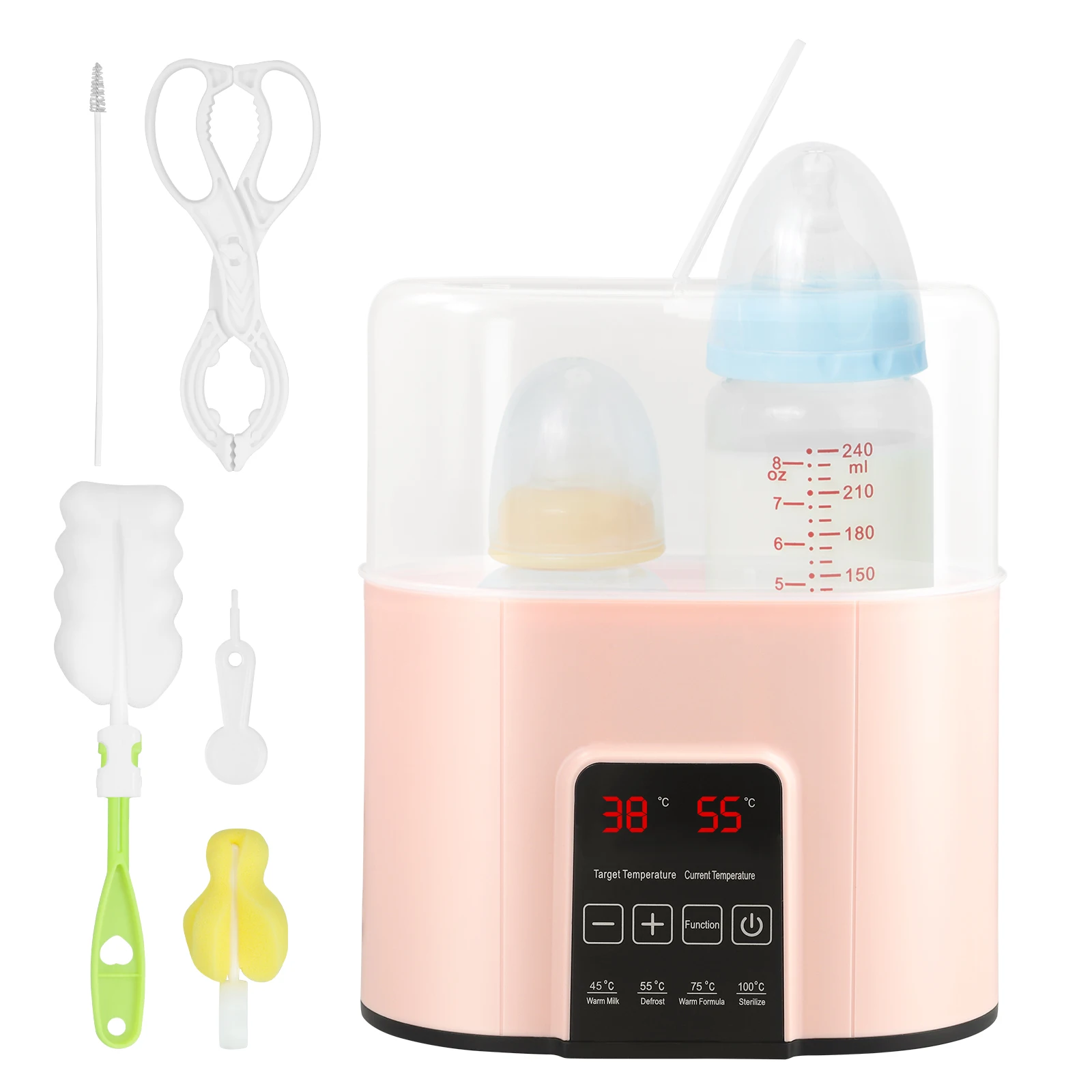 220V Baby Bottle Warmer Electric Steriliser Multi-function Dual Bottle Touch Screen Smart Thermostat Food Warmer LCD Display