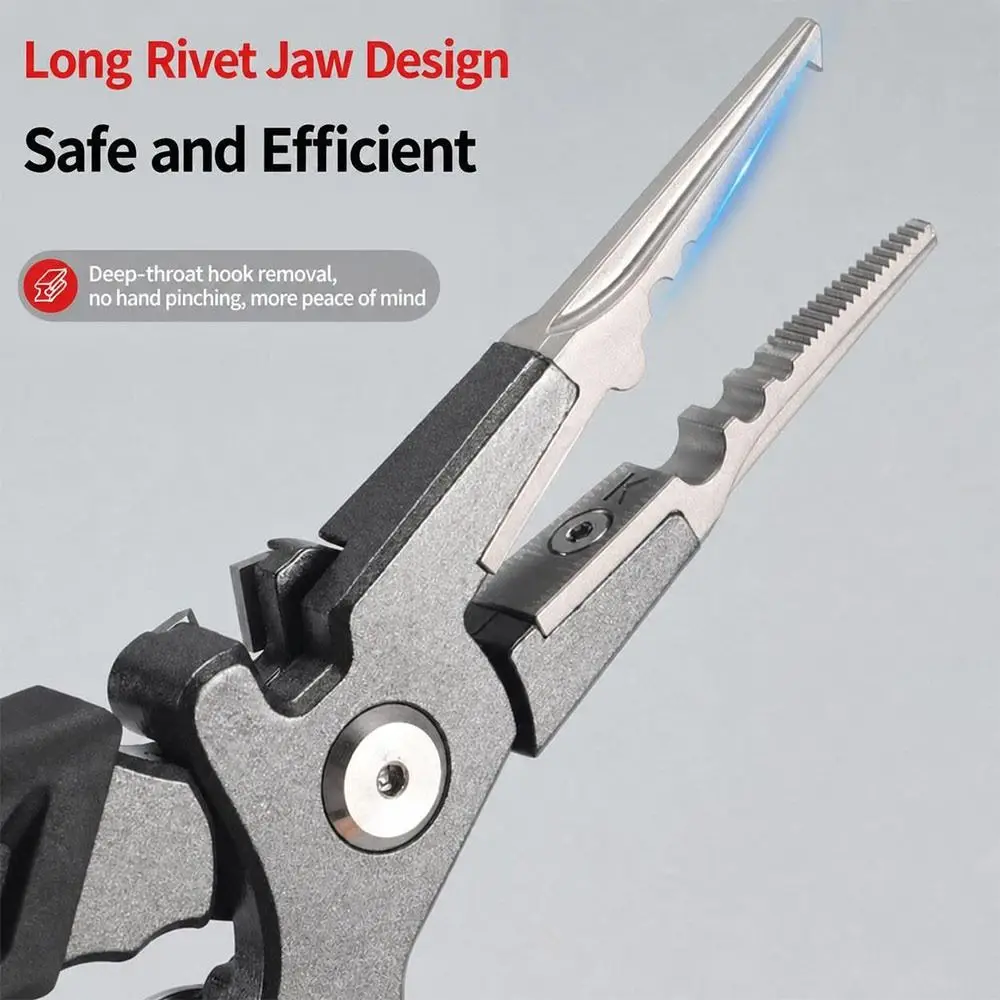 Aluminum Alloy Fishing Pliers Non-Slip Handles Built-In Line Cutter Split Ring Pliers Long Nose Lure Fishing Tools