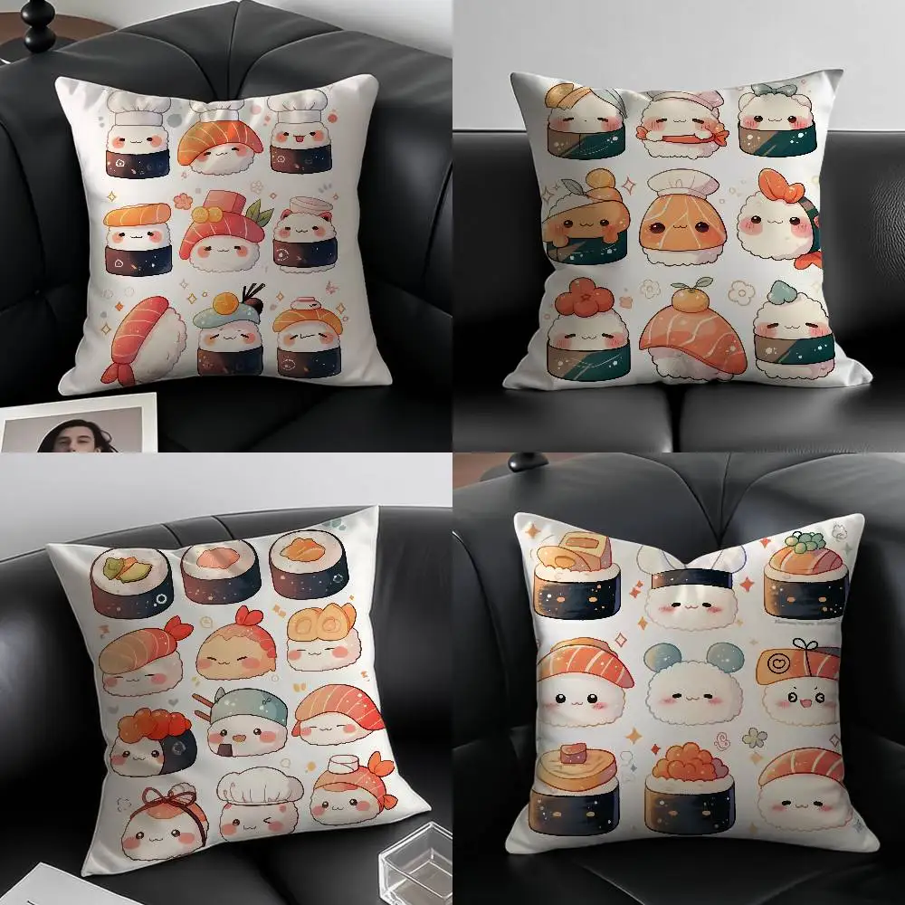 

Cute Sushi Art Pillow Case Custom Printed Brushed Fleece Pillow, Baby Skin-Touch, Eco-Friendly Dye-Sublimation Cushion For Home