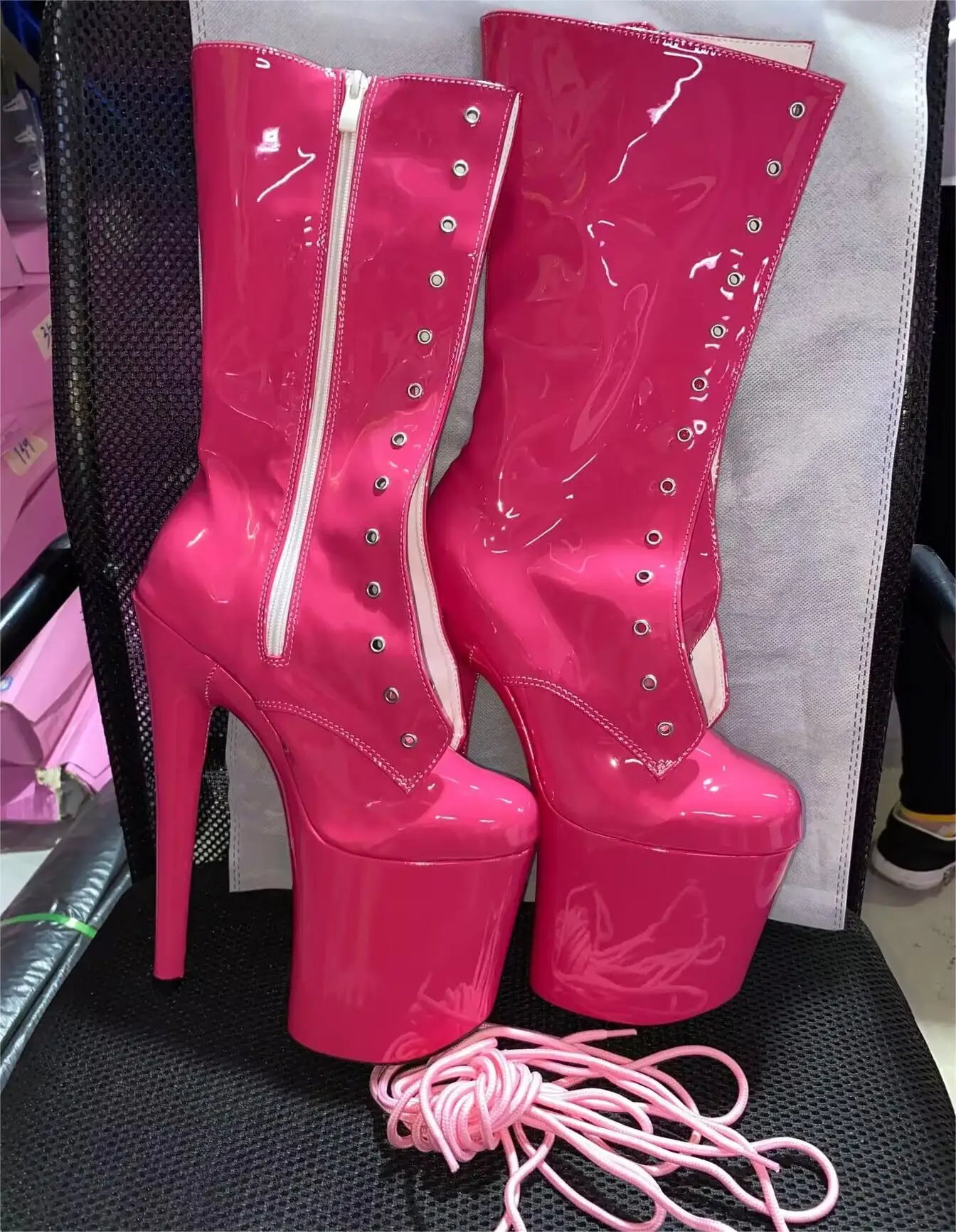 Multi-color custom 20CM fashion sexy Knight women 8 inch heels, round head rose red, nightclub model pole dancing ankle boots