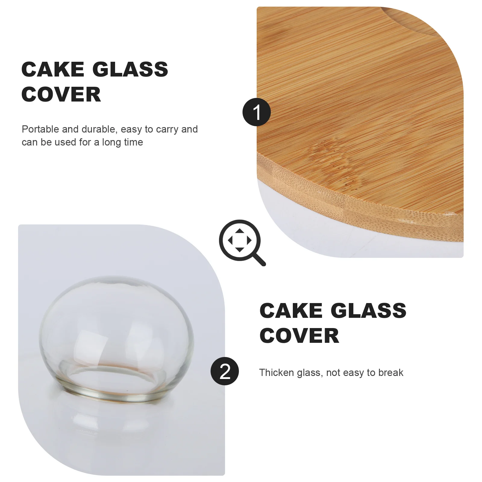 

1 шт., стеклянный купол, переноска для торта, портативная утолщенная стеклянная крышка для торта, салатница, универсальное блюдо с чипом