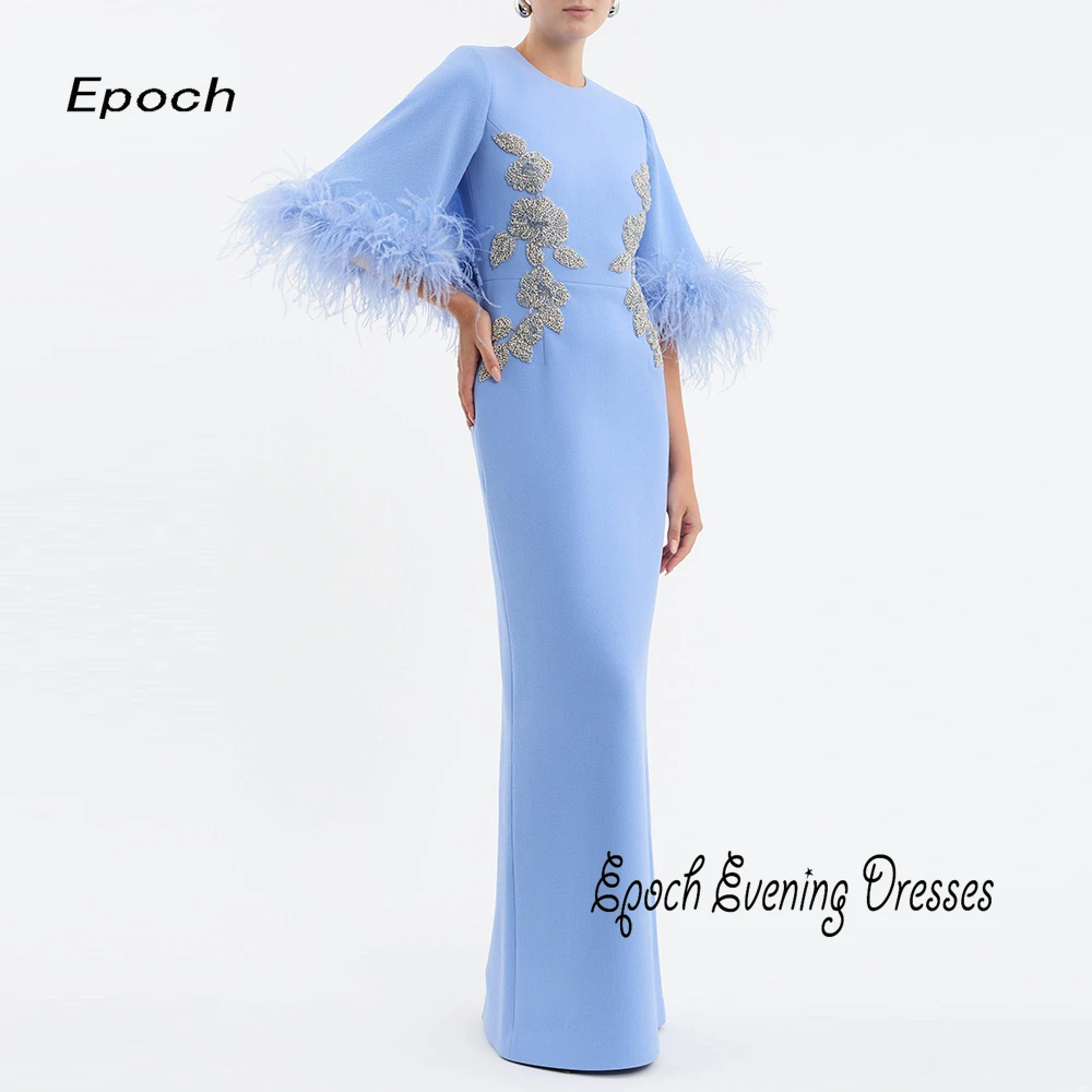 Epoch-vestido de noche de lujo para mujer, traje Formal y elegante con plumas de cristal, 2024