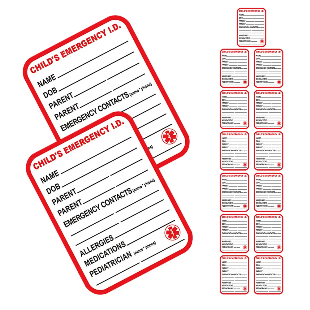 

Набор из 15 ярко-красных водонепроницаемых этикеток для медицинской информации о детях, самоклеящиеся, для экстренных случаев, для автокресел, особо прочные