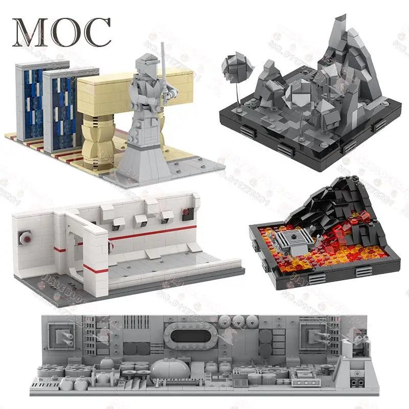 Movie Series Scenes MOC Building Blocks Creative Temple Mustafar Tatooine Model Architectures Bricks Assemble Toys For Kids Gift