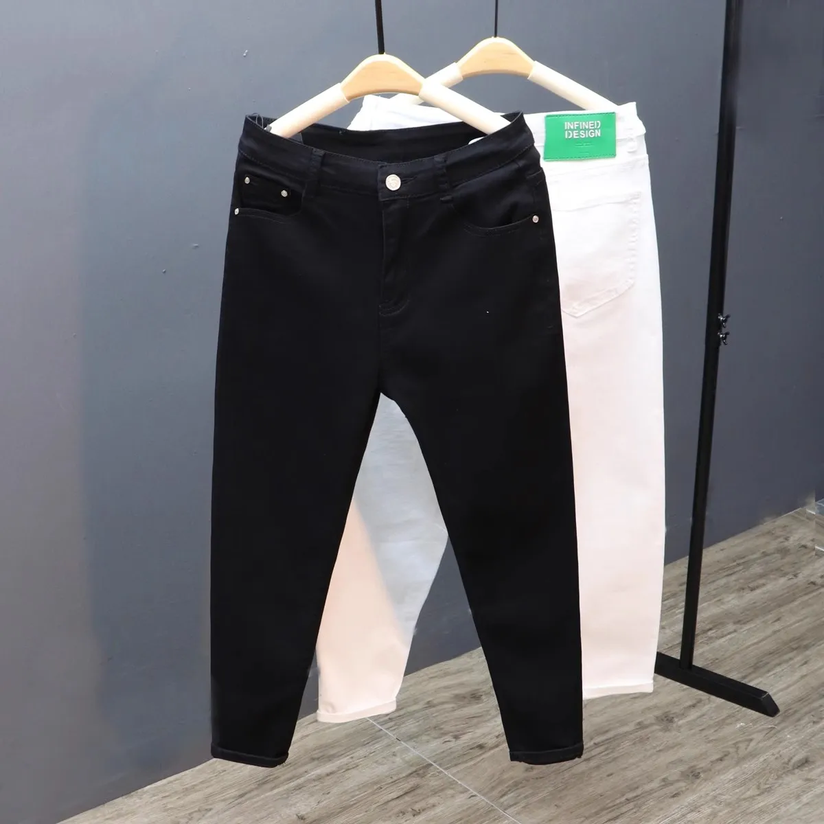 Ripped White Denim Distressed Mens Pants Cowboy Holes Black Fashion Plus Size 42 40 38 Ankle Length Trousers Big Loose Jeans