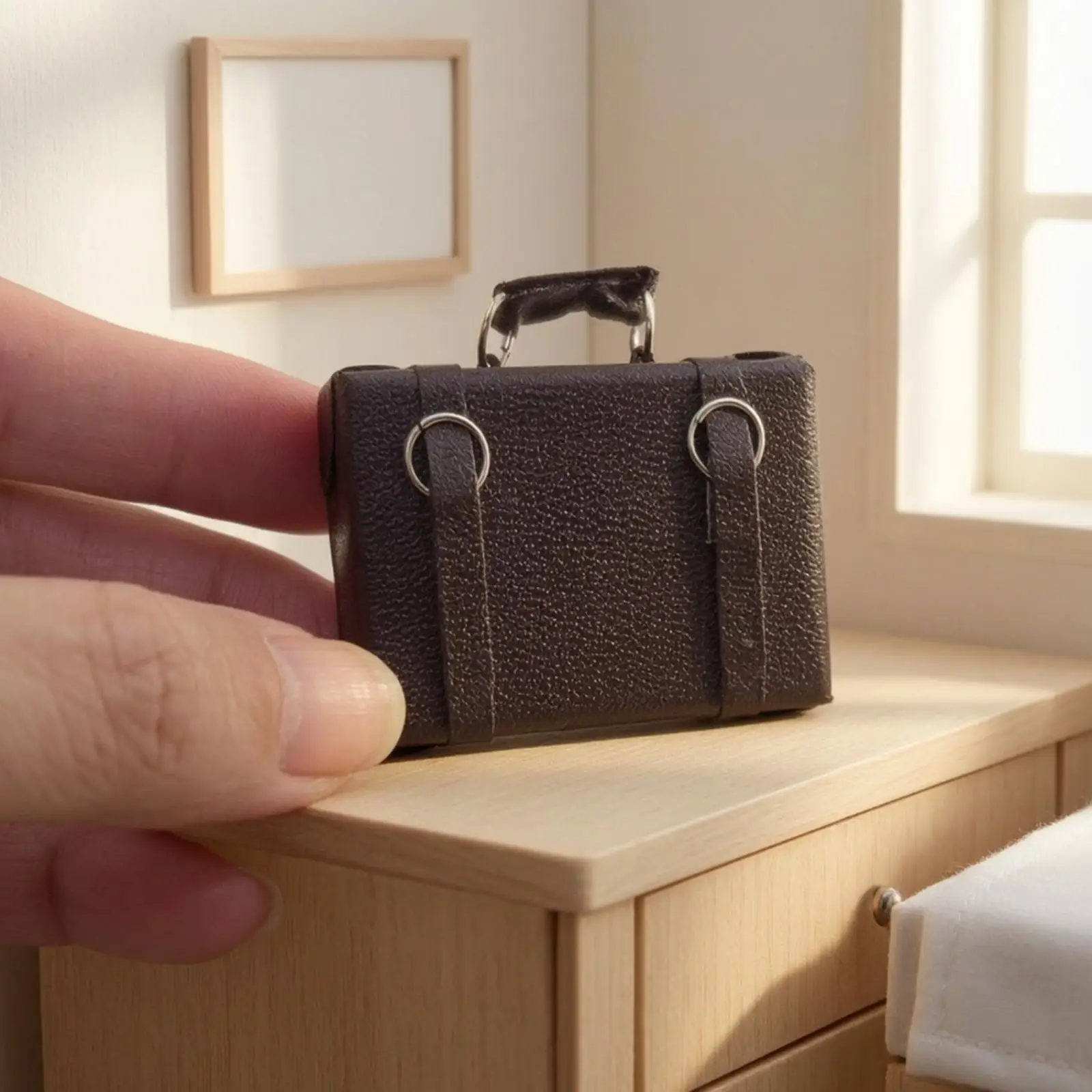 1:6 Scale Dollhouse Suitcase Detailed Miniature Suitcase Model Compact Decorative Doll Display Case for Hobbyists, Collectors,