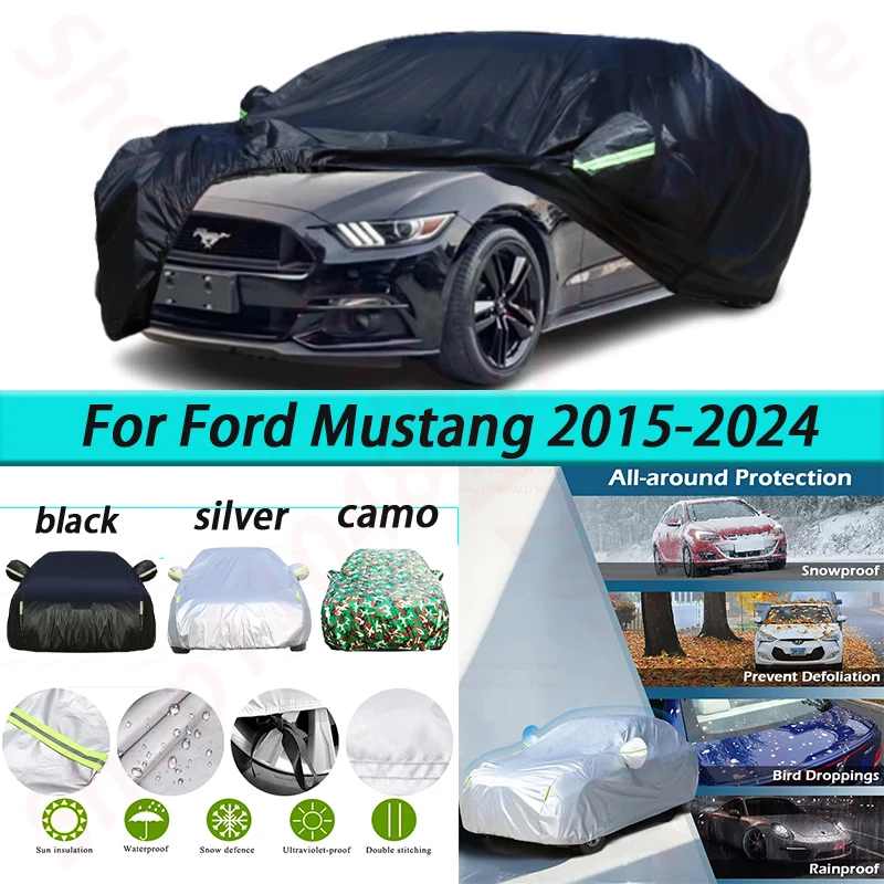 

Waterproof Car Covers for 2015-2024 Ford Mustang Reflective Strip for Rain Snowproof UV Windproof Protection