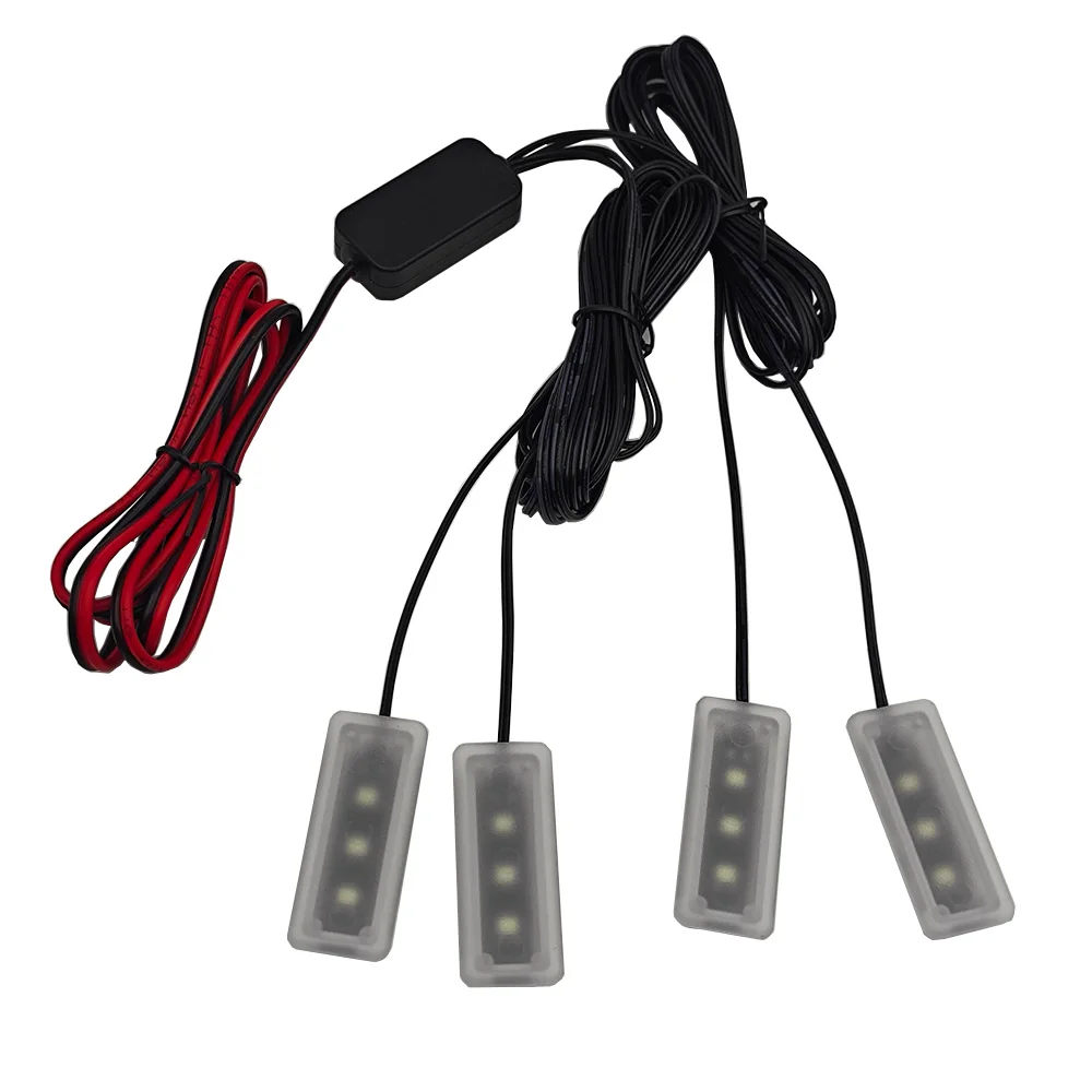 12V LED Car Interior Ambient Foot Strip Light Kit APP Brightness Adjustment Backlight Auto Decorative Lamps Multiple Colors