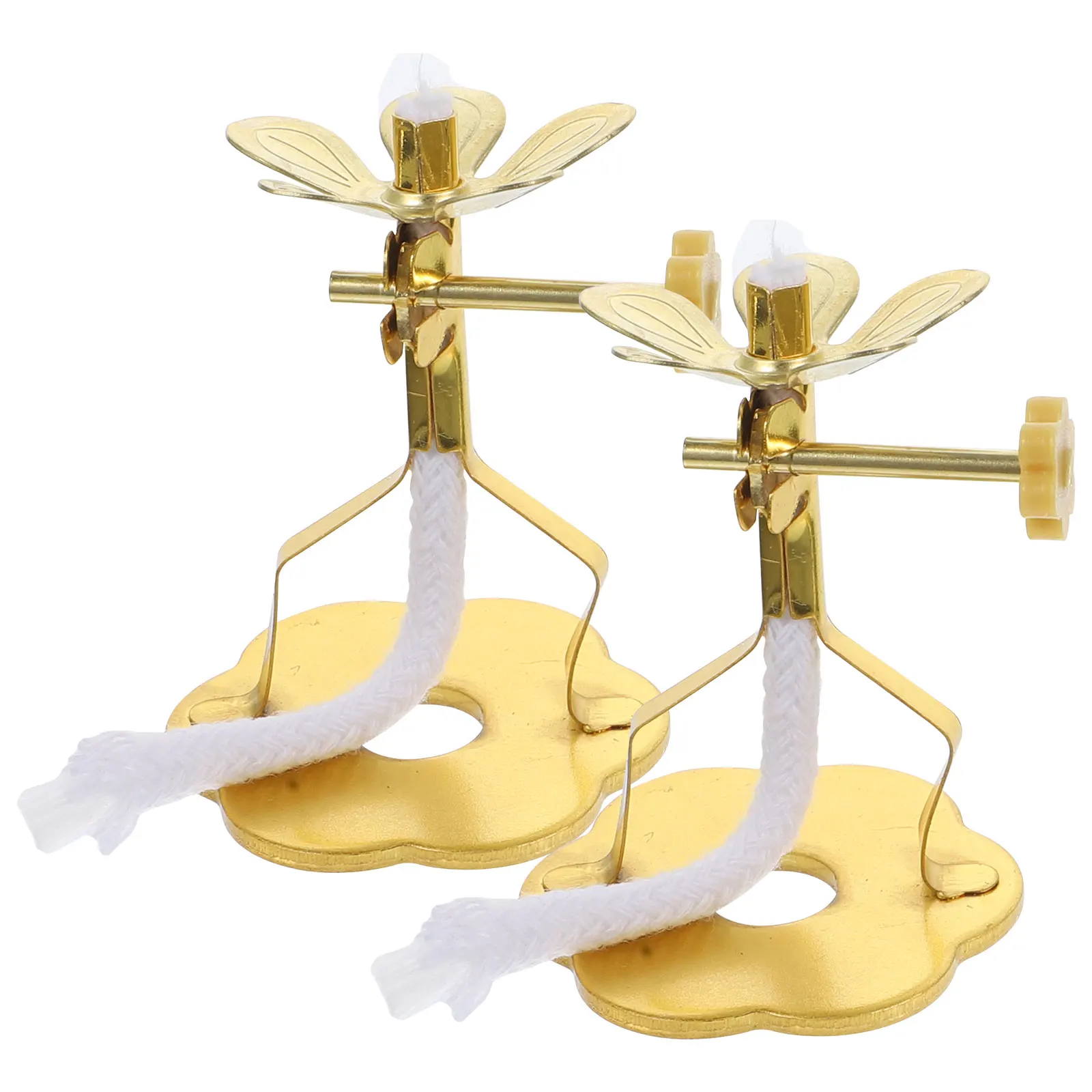 

2pcs Windproof Lotus Oil Lamp Wick Holder Adjustable Light Stand Home Buddha Supplies Metal Craftsmanship