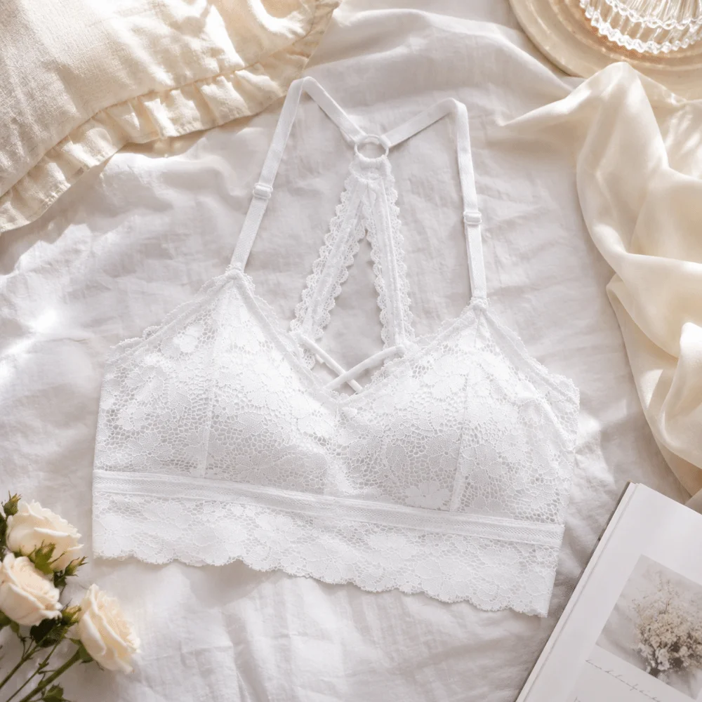Sweet Deep V Lace Underwear Seamless Push Up Beauty Back Bra Lingerie Wireless Women Underwear Summer