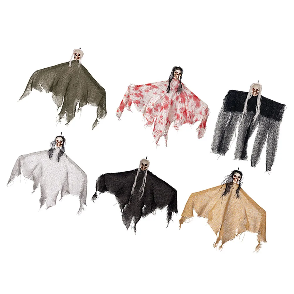 

6Pcs Skull Hanging Ghost Halloween Decorations Scary Haunted House Hanging Ghost Decor Party Halloween Decor