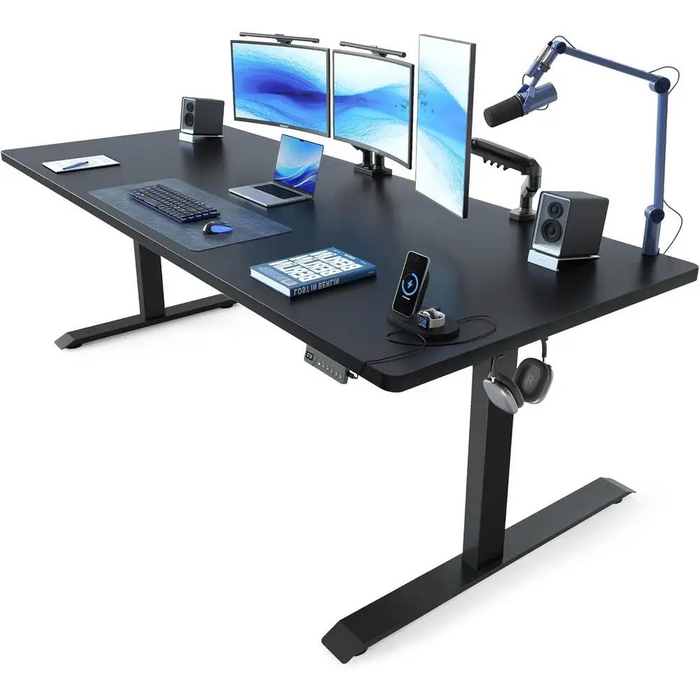 71 x 37 Inch Electric Adjustable Desk with Dual-Beam, Cable Management, and Memory Height for Home or Office