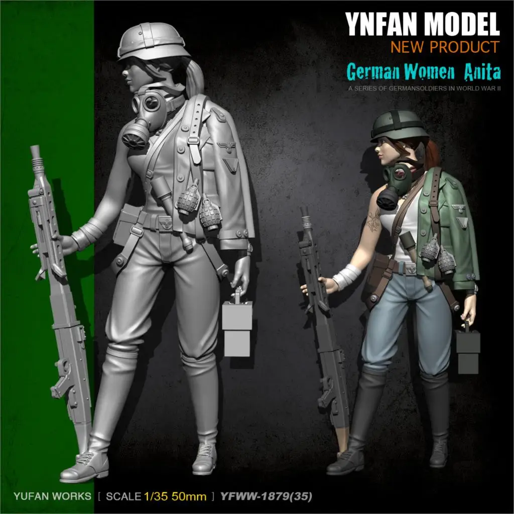 

YuFan Model 1/35 Resin Kits female machine gunner Resin soldier YFWW35-1879