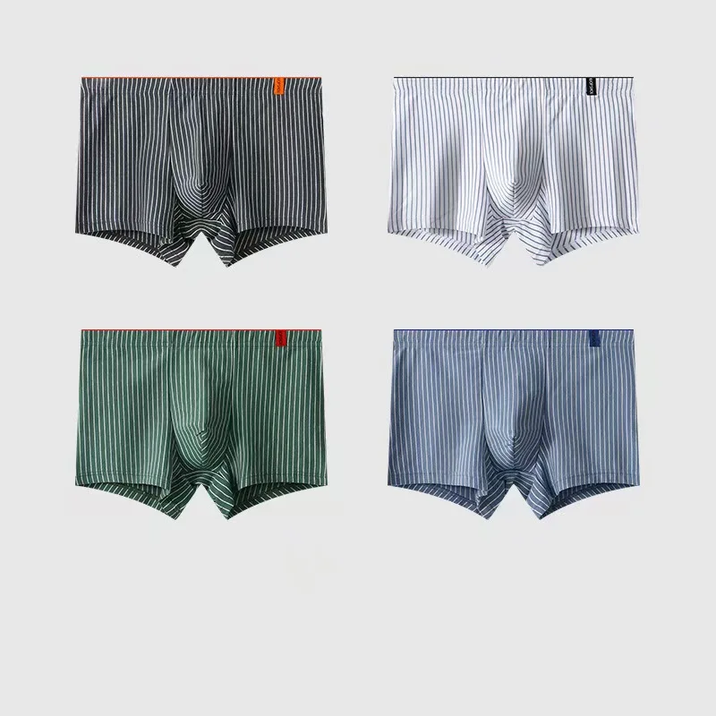 4PCS Men's underwear - Pure cotton straight-leg pants, all-cotton comfortable four-cornered pants, men's shorts