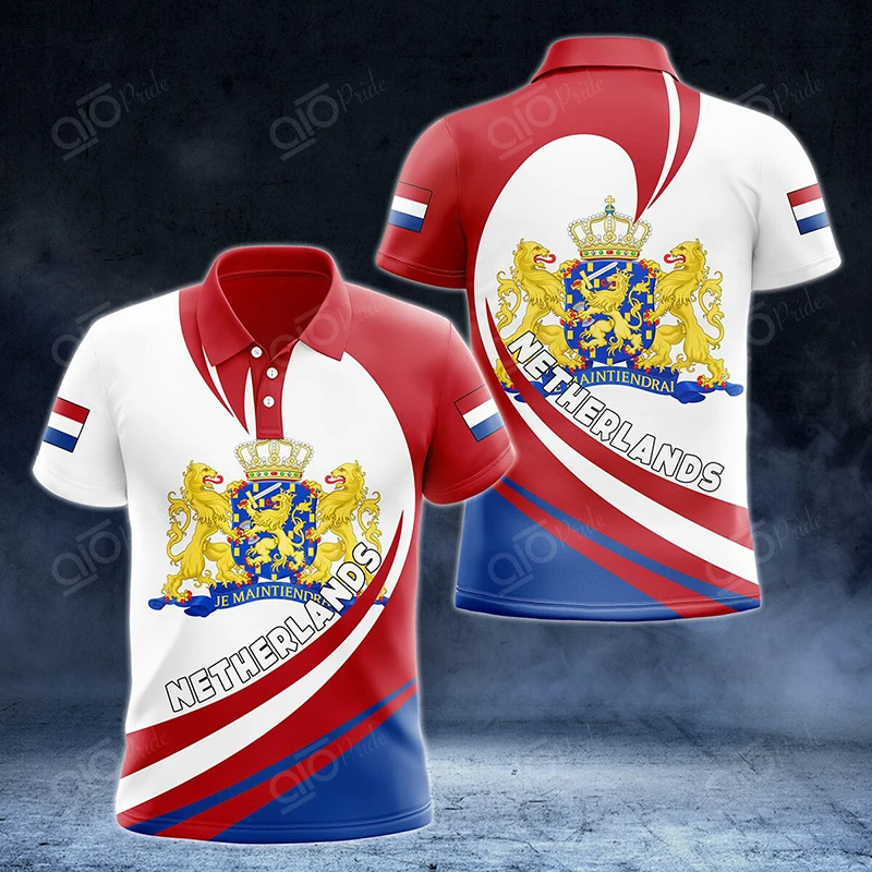 Custom Name Netherlands Symbol Graphic Polo Shirt Summer Casual E-Sports Jersey Loose Oversized Short Sleeve Tops Streetwear