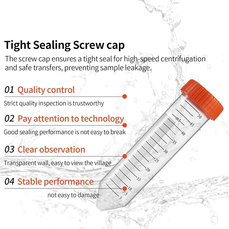 Conical Centrifuge Tubes 50Ml,50Pcs Sterile Premium Polypropylene,Leak-Proof Screw Caps