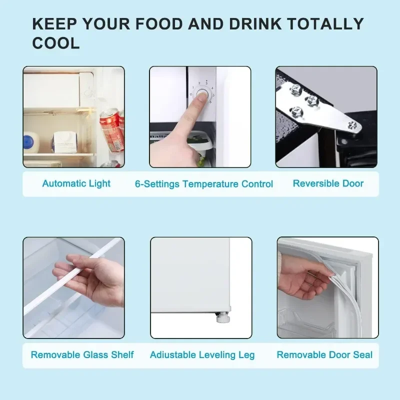 Small Refrigerator Compact  Mini with Freezer  Door Swing